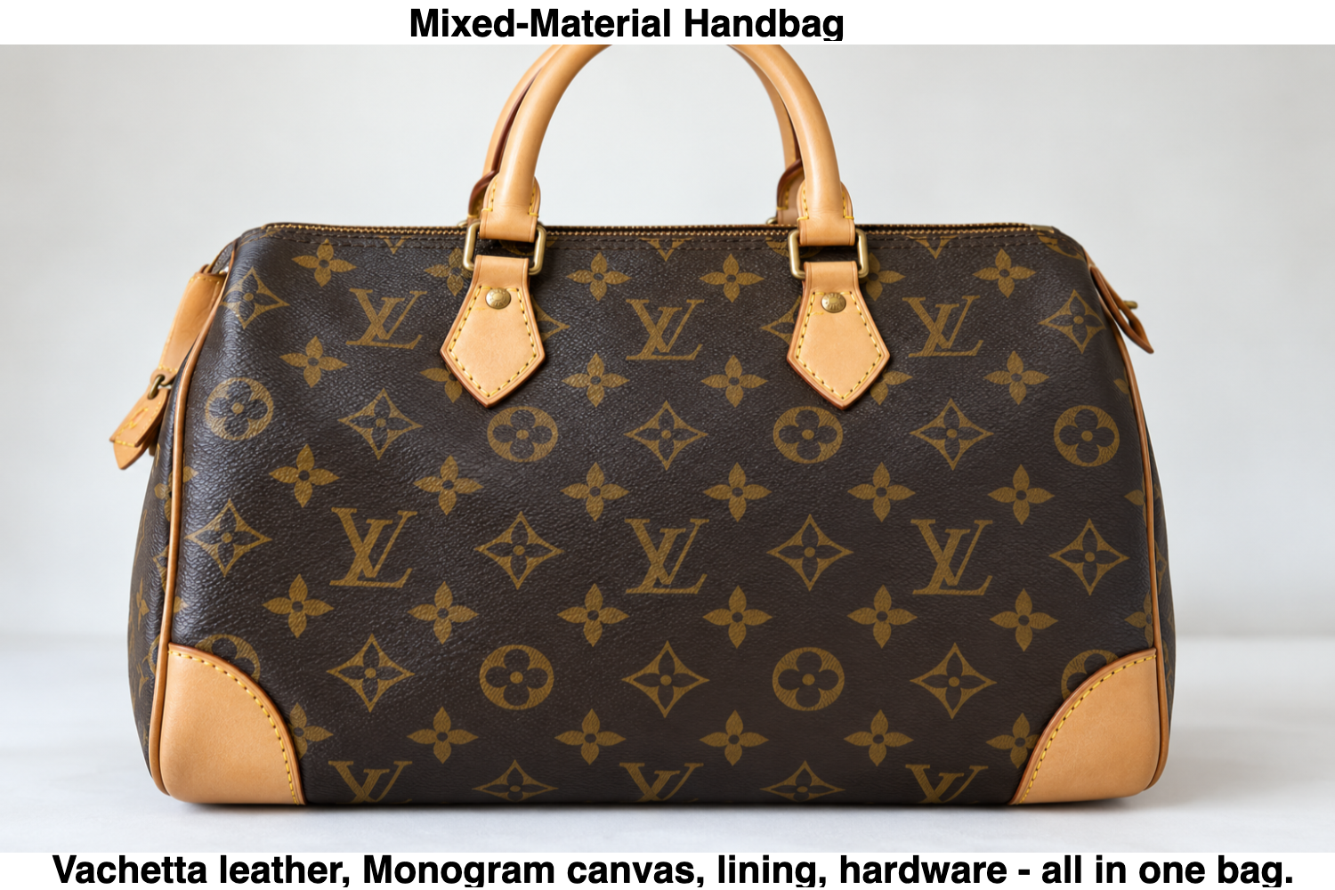 Louis Vuitton handbag with natural Vachetta leather and Monogram coated canvas